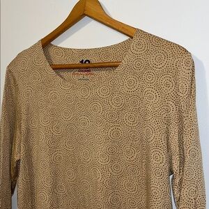 GUDRUN SJODEN 10 Colors Lyocell Women’s Large Long Sleeve Tan Dotted Swirl EUC